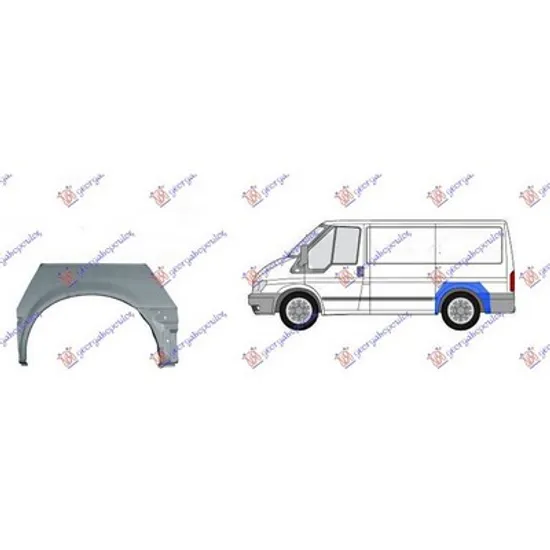 Pasaj Aripa FORD TRANSIT 2005->2014 Pasaj aripa spate scurta stanga Perioada 2006 2007 2008 2009 2010 2011 2012 2013