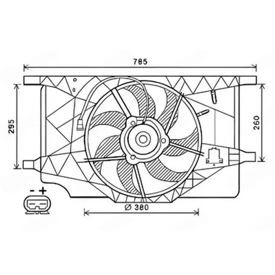 Ventilator Motor RENAULT VEL SATIS 2002-> Ventilator 2.2 diesel (380 mm) (2PIN) Perioada 2002 2003 2004 2005 2006 2007