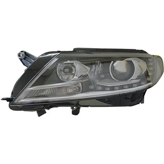 Far stanga VW CC 2011->2016 perioada 2011 2012 2013 2014 2015 2016 , fara motor reglaj, fara unitate de control Xenon, cu xenon, semnal transparent, dinamic, cu reglaj distanta iluminare automat, cu faza lunga, cu lumina de zi, adaptiv, cu bec D3S/H7, cu bec LED,