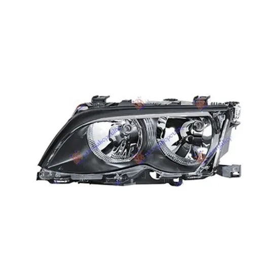 Far stanga BMW 3 E46 1997->2005 perioada 1998 1999 2000 2001 2002 de la an de fabricatie 09/2001, cu motor reglaj, fara unitate de control Xenon, cu xenon, titan, cu bec D2S/H7,