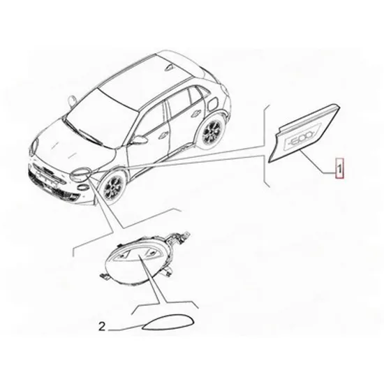 Emblema FIAT 600 2023-> Emblema Aripa fata (600) (O) DREAPTA Perioada 2023 2024 2025