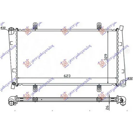 Radiator Motor MITSUBISHI SPACE STAR 1998-> Radiator apa 1 9 T D 62,2x33x27 2000->2006 Perioada 1998 1999 2000 2001 2002 2003 2004