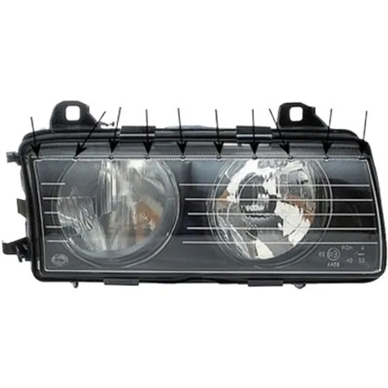 Far dreapta BMW 3 E36 1990->1998 perioada 1993 1994 1995 1996 1997 1998 de la an de fabricatie 09/1994, fara motor reglaj, cu reglaj electric, cu bec H7/H7