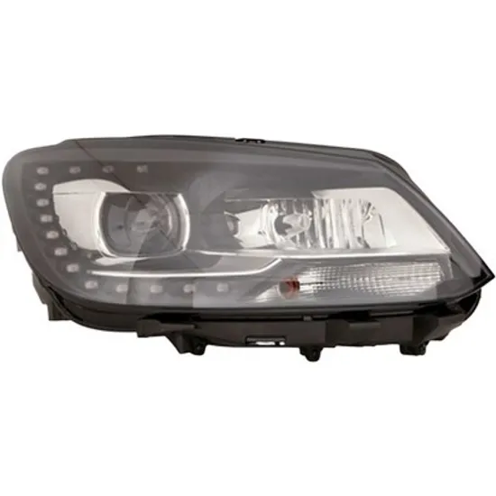 Far dreapta VW TOURAN 2010->2016 perioada 2010 2011 2012 2013 2014 2015 , fara motor reglaj, fara unitate de control Xenon, Bi-Xenon, cu reglaj distanta iluminare automat, cu lumina de zi, adaptiv, cu bec D3S/H7, cu bec H15,