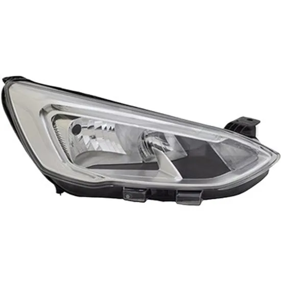 Far dreapta FORD FOCUS 4 2018-> perioada 2018 2019 2020 2021 2022 2023 pana la an de fabricatie 2022, cu motor reglaj, fara unitate comanda LED pentru lumini de pozitie, argintiu, cu reglaj electric, pentru daylight LED, cu bec H1/H7