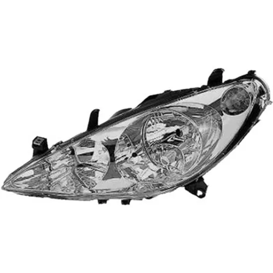 Far stanga PEUGEOT 307 2000->2011 perioada 2000 2001 2002 2003 2004 2005 2006 2007 pana la an de fabricatie 06/2005, cu motor reglaj, semnal alb, cu reglaj electric, cu bec H7/H1