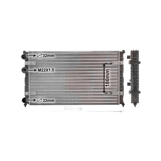 Radiator Motor SEAT INCA 1995->2003 Radiator apa pentru 1 4 - 1 6 benzina - 1 7 - 1 9SDi fara aer conditionat 52x32 Perioada 1995 1996 1997 1998 1999 2000 2001 2002 2003