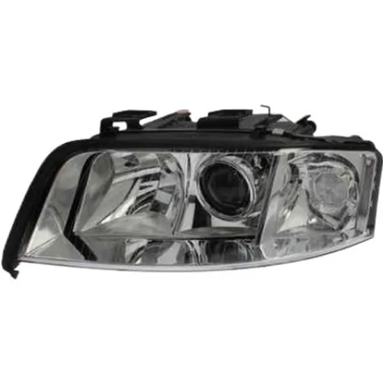 Far stanga AUDI A6 C5 1997->2005 perioada 1997 1998 1999 2000 2001 2002 2003 2004 2005 de la an de fabricatie 08/2001, fara motor reglaj, fara unitate de control Xenon, semnal transparent, pentru vehicule cu lumini xenon, cu reglaj distanta iluminare automat, cu bec D2S/H7
