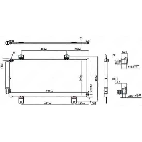 Radiator Aer Conditionat HONDA JAZZ 5 2020-> Radiator condensator aer conditionat 1.3-1.5 benzina (737x353x16) Perioada 2018 2019 2020 2021 2022 2023