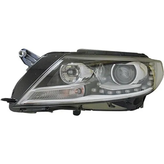 Far stanga VW CC 2011->2016 perioada 2011 2012 2013 2014 2015 2016 , fara motor reglaj, fara unitate de control Xenon, cu xenon, semnal transparent, cu reglaj distanta iluminare automat, cu lumina de zi, cu bec D3S/H7, cu bec LED