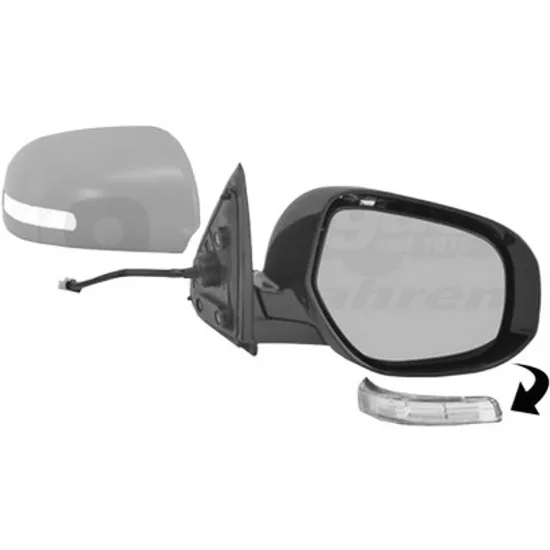 Oglinda exterioara dreapta MITSUBISHI OUTLANDER 3 2012->2020 perioada 2012 2013 2014 2015 2016 2017 pana la an de fabricatie 2015, cu semnal, numar pini 9, cu incalzire, rabatare electrica, prevopsit grund