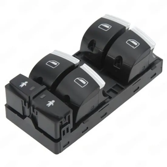 Butoane usa AUDI Q7 2006->2015 Panou butoane usa fata pentru 4 usi (10pin) (cromat/negru) (cu protectie copil) STANGA Perioada 2009 2010 2011 2012 2013 2014 2015