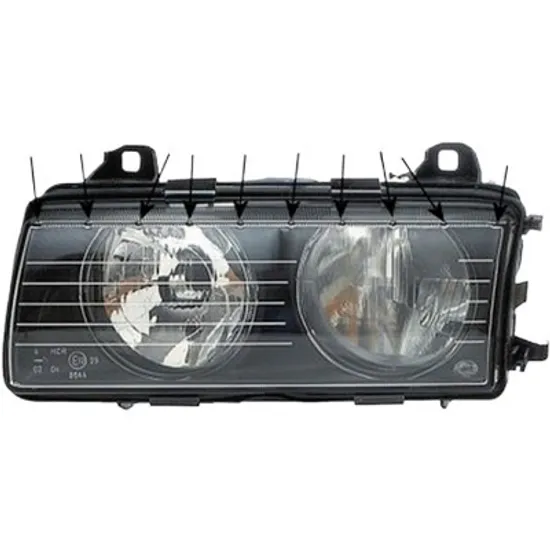 Far stanga BMW 3 E36 1990->1998 perioada 1993 1994 1995 1996 1997 1998 de la an de fabricatie 09/1994, fara motor reglaj, cu reglaj electric, cu bec H7/H7