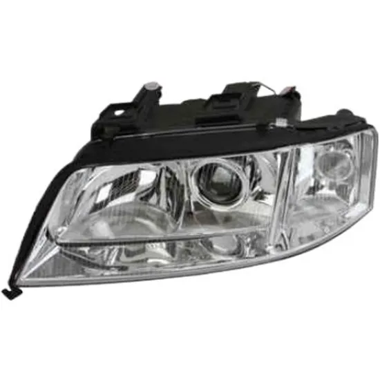 Far stanga AUDI A6 C5 1997->2005 perioada 1997 1998 1999 2000 2001 2002 2003 2004 2005 de la an de fabricatie 09/1999, pana la an de fabricatie 07/2001, pentru vehicule cu lumini xenon, cu reglaj distanta iluminare automat, fara motor reglaj, fara unitate de control Xenon, semnal transparent, cu bec D2S/H7,