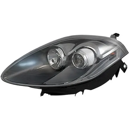 Far stanga FIAT BRAVO 2006->2016 perioada 2010 2011 2012 2013 2014 de la an de fabricatie 2010, cu motor reglaj, fara unitate de control Xenon, cu xenon, semnal alb-transparent, cu reglaj distanta iluminare automat, cu bec D1S/H1