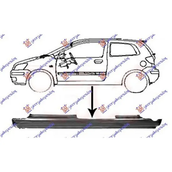 Prag Metalic HYUNDAI GETZ 2001->2010 Prag 5 usi stanga Perioada 2002 2003 2004 2005 2006 2007 2008 2009 2010