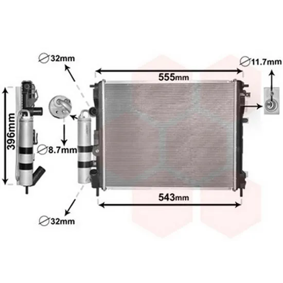 Radiator Motor RENAULT SYMBOL 2 2008->2013 Radiator apa + AC.(FIX) benzina (48x41.5) Perioada 2009 2010 2011 2012