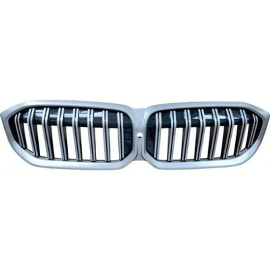 Grila radiator BMW 3 G20 2018-> Grila cromat/cromat/negru (M-TECH) (cu locas pentru camera) Perioada 2022 2023 2024 2025
