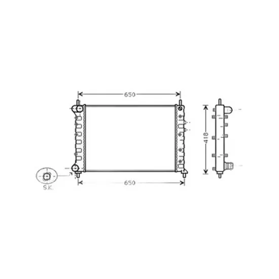 Radiator Motor LANCIA LYBRA 1999->2005 Radiator apa pentru 1,6i - 16V cu aer conditionat (58x41,5x34) Perioada 1999 2000 2001 2002 2003 2004 2005