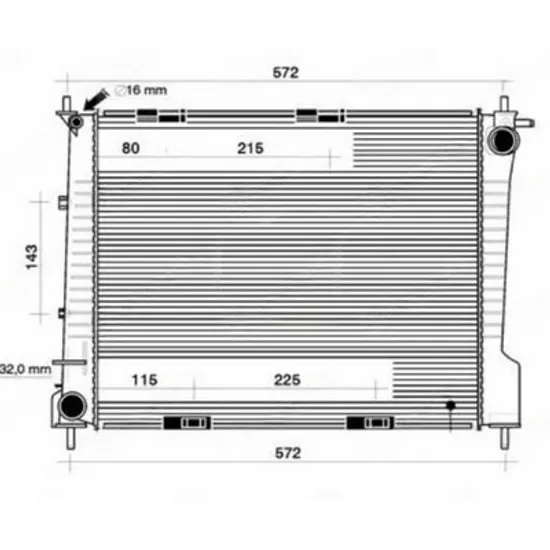 Radiator Motor RENAULT CLIO 3 2005->2014 Radiator apa motor 2.0 benzina +/- A/C manuala (492x389) Perioada 2006 2007 2008 2009