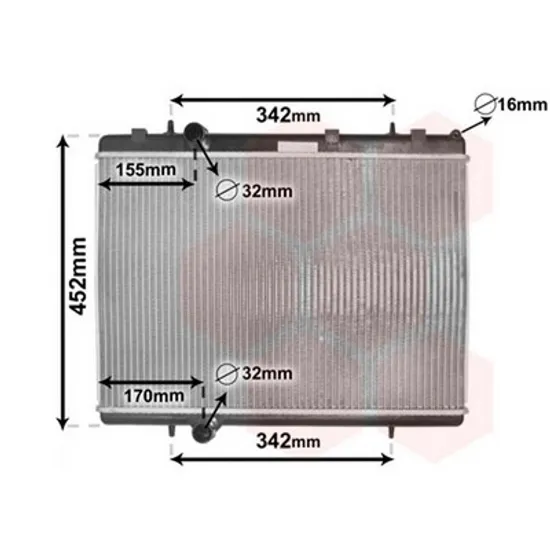 Radiator Motor CITROEN BERLINGO 1996->2011 Radiator apa pentru 1.6 HDi (38x56.2x3.2) Perioada 1996 1997 1998 1999 2000 2001 2002 2003 2004 2005 2006 2007 2008