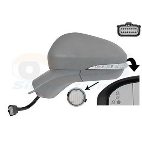 Oglinda exterioara stanga FORD MONDEO 5 2014-> perioada 2014 2015 2016 2017 2018 2019 , cu lampa podea, cu senzor banda, pentru pini 16, cu incalzire, cu lumini de pozitie, cu semnal, rabatare electrica, prevopsit grund,