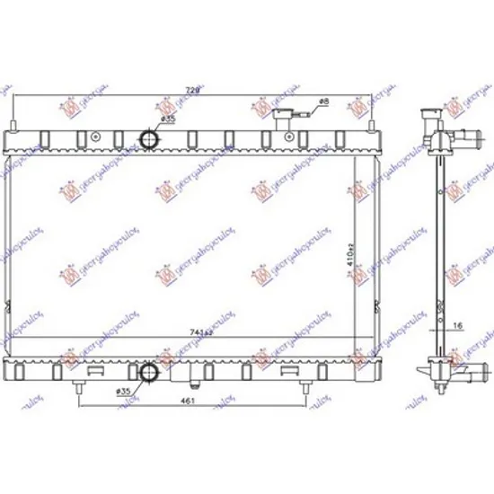 Radiator Motor NISSAN X-TRAIL T32 2014-> Radiator apa 2.0-2.5 16v benzina 410x741x16 Perioada 2013 2014 2015 2016 2017 2018 2019 2020 2021 2022 2023