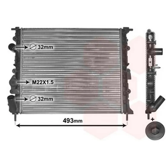 Radiator Motor RENAULT KANGOO 1997->2007 Radiator apa benzina/diesel 43x38 cu pompa FUN/surub Perioada 1997 1998 1999 2000 2001 2002 2003 2004 2005 2006 2007