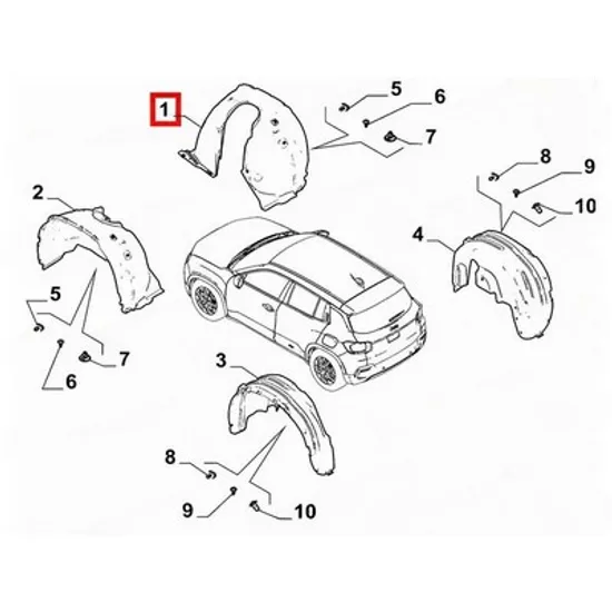 Carenaj fata FIAT 600 2023-> Carenaj aripa fata (O) DREAPTA Perioada 2023 2024 2025