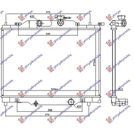 Radiator Motor MAZDA 2 2014-> Radiator apa 1.5i benzina (375x540x16) (KOYO) Perioada 2014 2015 2016 2017 2018 2019 2020