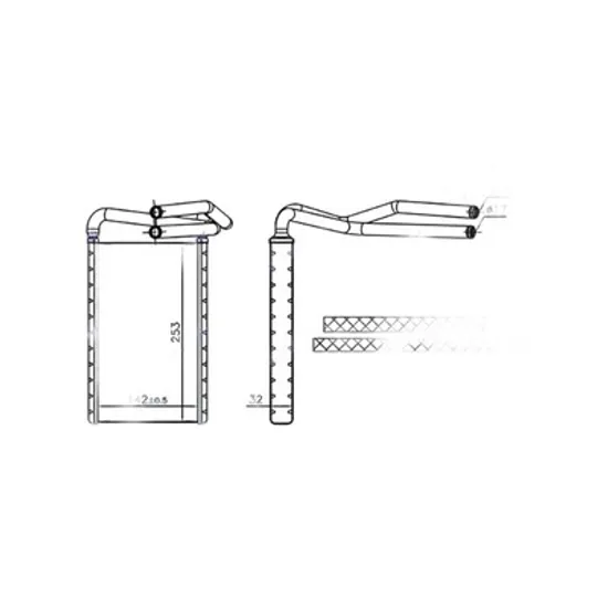 Radiator Incalzire KIA SORENTO 1 2002->2009 Calorifer (BR) (250x140x26) 2006-> Perioada 2002 2003 2004 2005 2006 2007 2008 2009