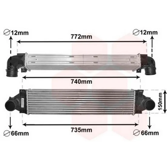 Intercooler VOLVO XC60 1 2008->2017 Radiator intercooler,2,0 - 3,0GA - 2,0 - 2,4TD 66x15x6,4 Perioada 2008 2009 2010 2011 2012 2013 2014 2015