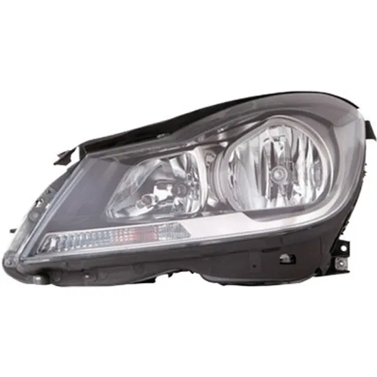 Far stanga MERCEDES C-CLASS Coupe C204 2011-> perioada 2011 2012 2013 2014 2015 2016 cu motor reglaj, fumuriu, semnal transparent, cu reglaj electric, cu bec H7/H7