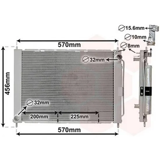 Radiator Motor RENAULT TWINGO 2 2007->2014 Radiator apa + condensator aer conditionat 51x38x38 2012->2014 Perioada 2007 2008 2009 2010 2011 2012 2013