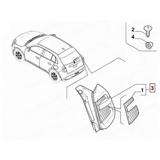 Stop Spate FIAT 600 2023-> Lampa stop spate (O) STANGA Perioada 2023 2024 2025