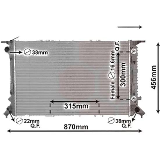 Radiator apa AUDI Q5 8RB 2008->2017 3.0 TDI quattro 155KW 211CP , pentru motor CCWB perioada 2008 2009,2010,2011 2012
