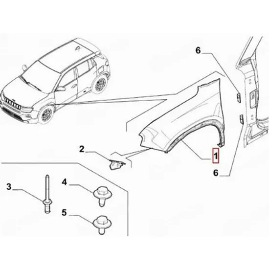 Aripa Fata JEEP AVENGER 2022-> Aripa fata (O) DREAPTA Perioada 2022 2023 2024 2025