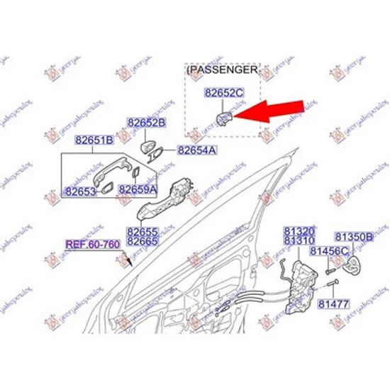 Maner Usa HYUNDAI i20 2008->2015 Maner exter usa fata dreapta partea din spate Perioada 2008 2009 2010 2011 2012 2013 2014 2015