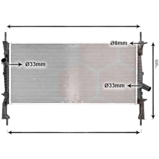 Radiator apa FORD TRANSIT 2005->2014 2.2 TDCi 103KW 140CP , pentru motor PGFA, PGFB, UHFA, UHFB, UHFC perioada 2007 2008,2009,2010,2011,2012,2013 2014