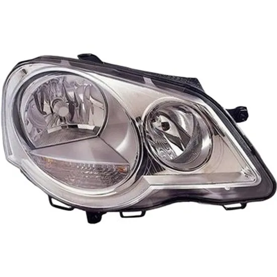 Far dreapta VW POLO 9N 2001->2012 perioada 2001 2002 2003 2004 2005 2006 2007 2008 2009 de la an de fabricatie 05/2005, cu motor reglaj, semnal transparent, cu reglaj electric, cu bec H7/H1