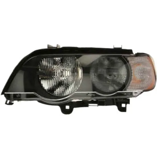Far stanga BMW X5 E53 2000->2006 perioada 2000 2001 2002 2003 cu motor reglaj, semnal alb, cu reglaj electric, cu bec H7/HB3