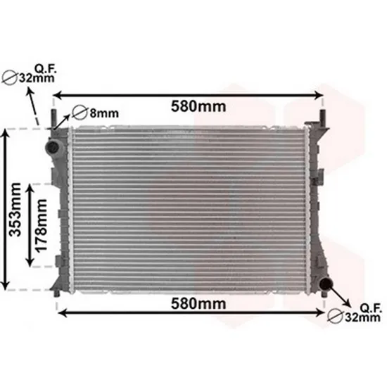 Radiator Motor FORD FIESTA 5 JH 2001->2010 Radiator apa pentru 2.0ST150PS fara aer conditionat (50x35.8x1.9) Perioada 2001 2002 2003 2004 2005 2006 2007 2008 2009 2010