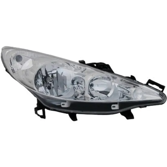 Far dreapta PEUGEOT 207 2006->2015 perioada 2008 2009 2010 2011 2012 2013 cu motor reglaj, semnal transparent, cu reglaj electric, cu bec H7/H1
