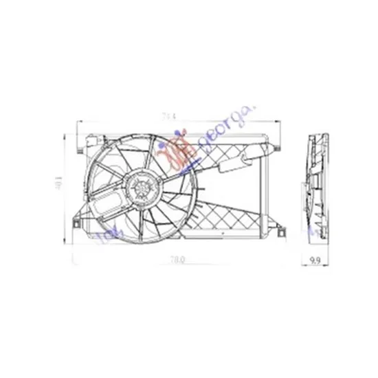 Ventilator Motor FORD FOCUS C-MAX 2003->2007 Electroventilator complet 1,8-2,0i-16V Di TURBO, Perioada 2003 2004 2005 2006 2007