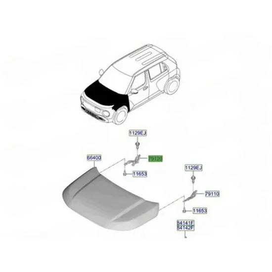 Balama Capota fata HYUNDAI INSTER 2024-> Balama capota (O) DREAPTA Perioada 2024 2025