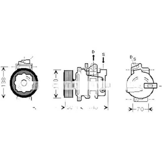 Compresor aer conditionat AUDI A4 8E2; B6 2000->2005, A4 Cabriolet 8H7 2002->2009, A4 8EC; B7 2004->2008, A8 4E2; 4E8 2002->2010 pentru 3.0 quattro, perioada 2000 2001 2002 2003 2004 2005 2006