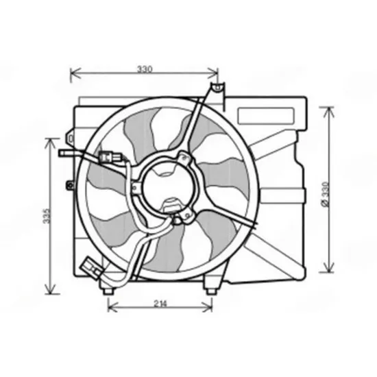 Ventilator Motor HYUNDAI GETZ 2001->2010 Ventilator benzina +/ (-A/C) (suporti inferiori 215 mm) Perioada 2002 2003 2004 2005