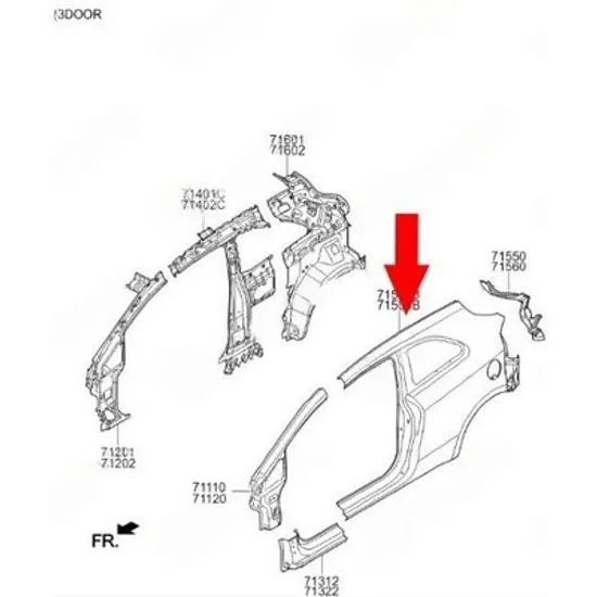 Aripa Spate KIA RIO 2011->2017 Aripa spate 3 usi (O) DREAPTA Perioada 2014 2015 2016 2017