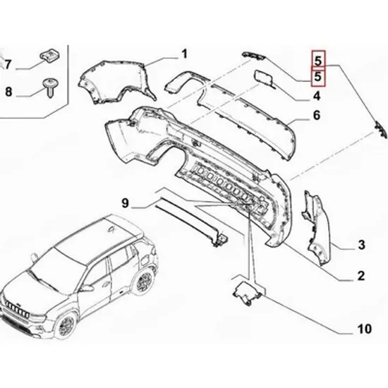 Reflector Spate JEEP AVENGER 2022-> Reflector Bara spate (O) DREAPTA Perioada 2022 2023 2024 2025