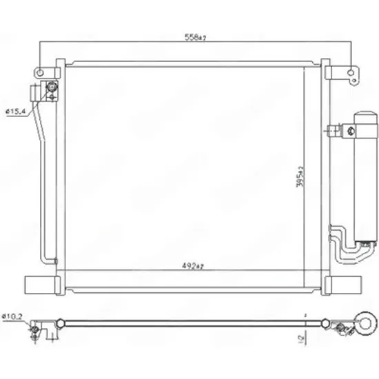 Radiator Aer Conditionat NISSAN PULSAR 2015-> Radiator condensator aer conditionat 1.2 DIG-T-1.6 DIG-T benzina (492x395) (KOYO) Perioada 2015 2016 2017 2018 2019 2020